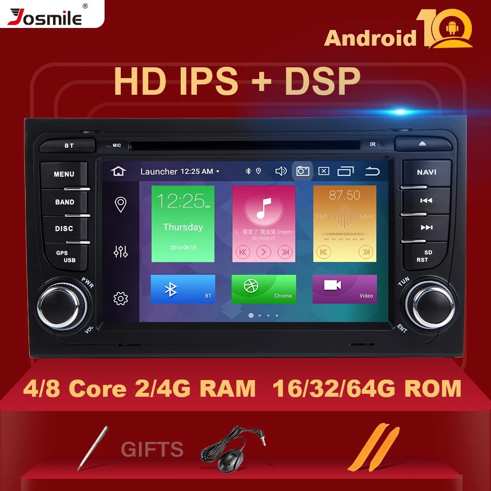 Автомобильный DVD плеер с радио 4 Гб 2 Din GPS Android 10 для Audi A4 B8 S4 B6 B7 RS4 8E 8H B9 Seat Exeo 2002 2008
