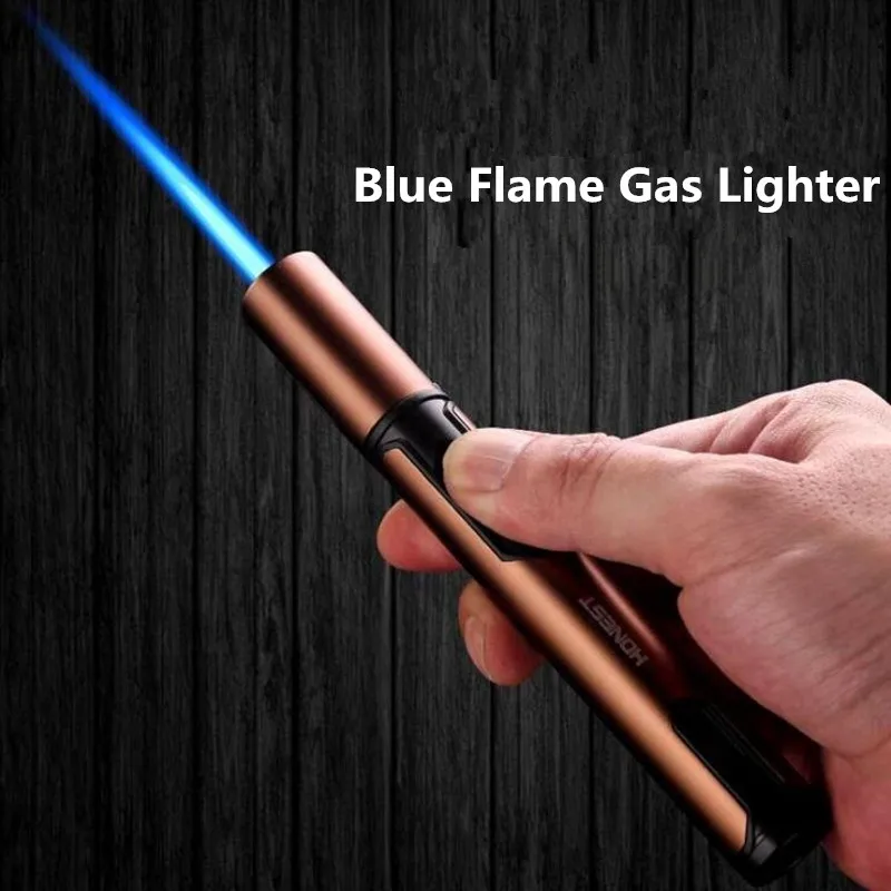 

2021 New Gas Lighter For Smoking Pipe Rush Blue Flame Windproof Lighters Inflatable Butane Cigar Lighter For Hookah Bowl