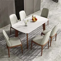 Nordic marble dining table modern minimalist light luxury home all solid wood dining table