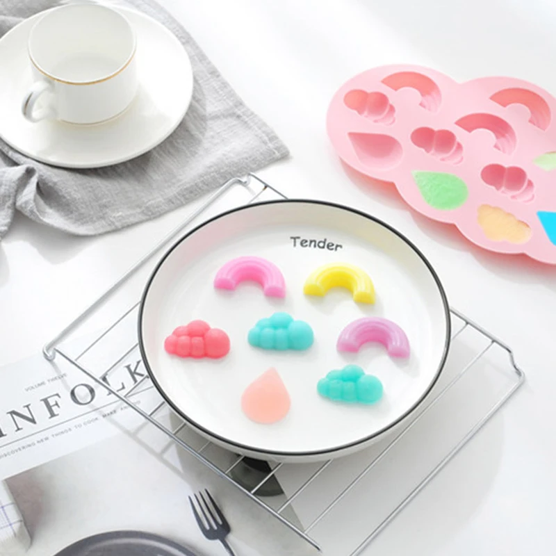 11 сетка радуги и облака силиконовая шоколадная форма для пудинга желе липких пресс форм с изображением