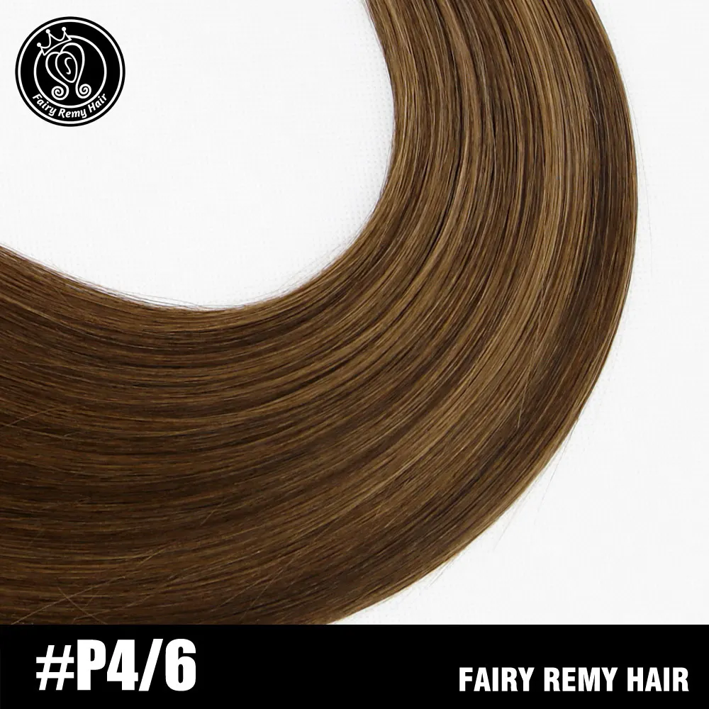 Феи remy волосы 2,0 г/шт. 1" настоящие Remy ленты в человеческие волосы для наращивания прямые Remy на силиконовый, невидимый PU Weft расширение - Цвет: P4-6