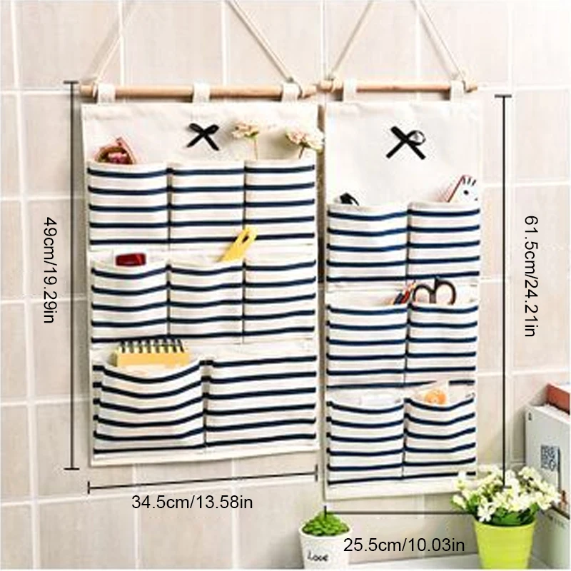 

Creative Wall Hanging Storage Bags Cotton Linen Door Waterproof Bedroom Wall Hanging Home Office Organizer Decor