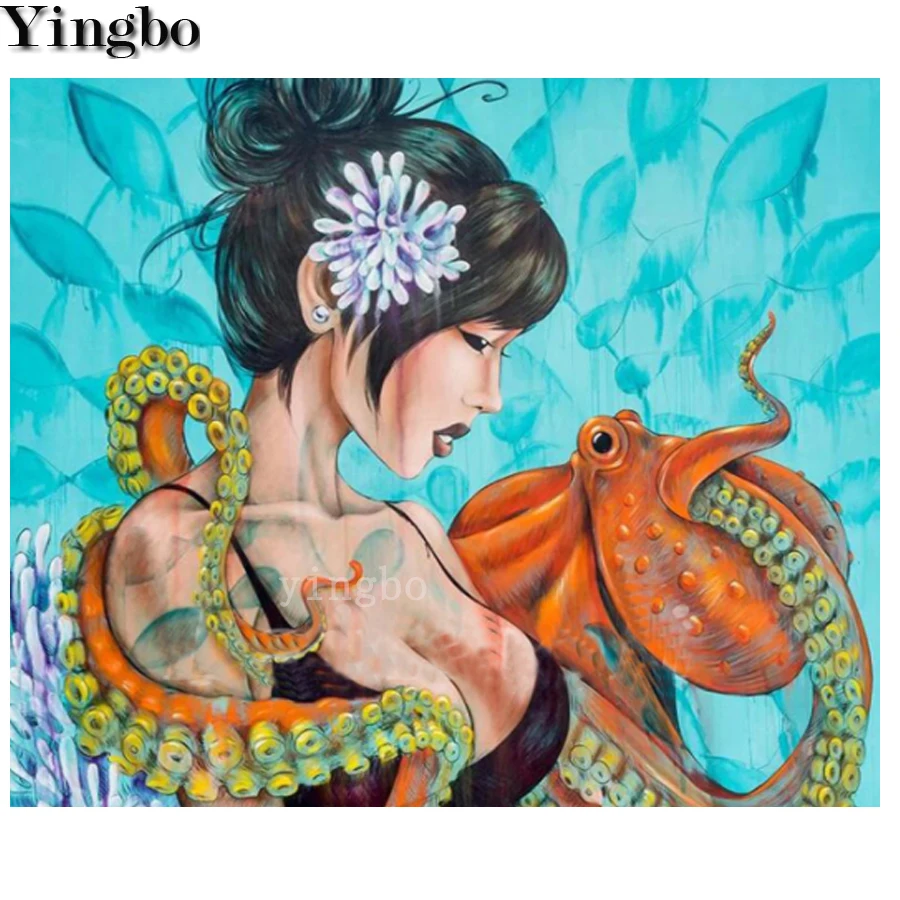 Картина для дома сделай сам алмазная живопись осьминог 5d вышивка квадратная