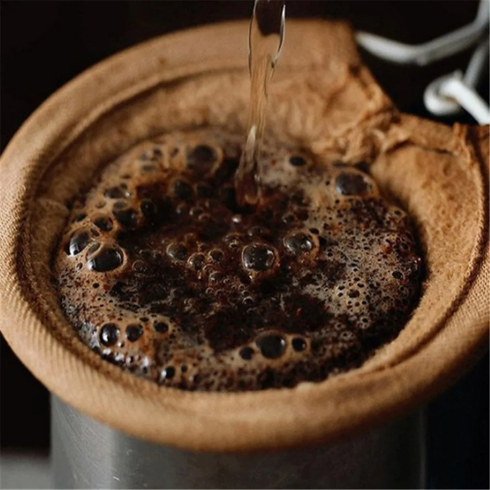 

Reusable Coffee Filter Bag Flannel Cloth Coffee Tea Strainer with Stainless Steel Handle Drip Coffee Maker Accessories