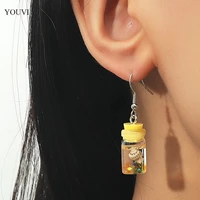 youvi creativity acrylic bottle dangel earrings for women natural shell hoop unusual earrings korean fashion ear cuffs jewelry