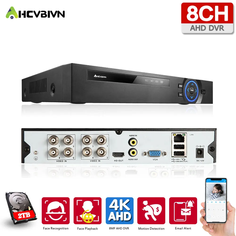 8-канальный гибридный видеорегистратор AHD DVR 6 в 1 для камер видеонаблюдения 8 МП 5