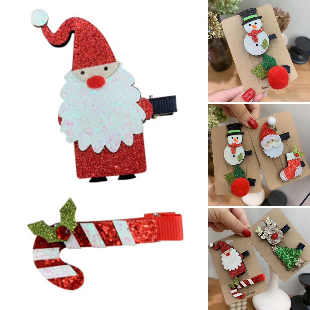 

2pcs/set Cartoon Christmas Gifts Set Girl Hair Clips Barrettes Hair Ornament Headband Children Hairpins Hair Accessories F75689
