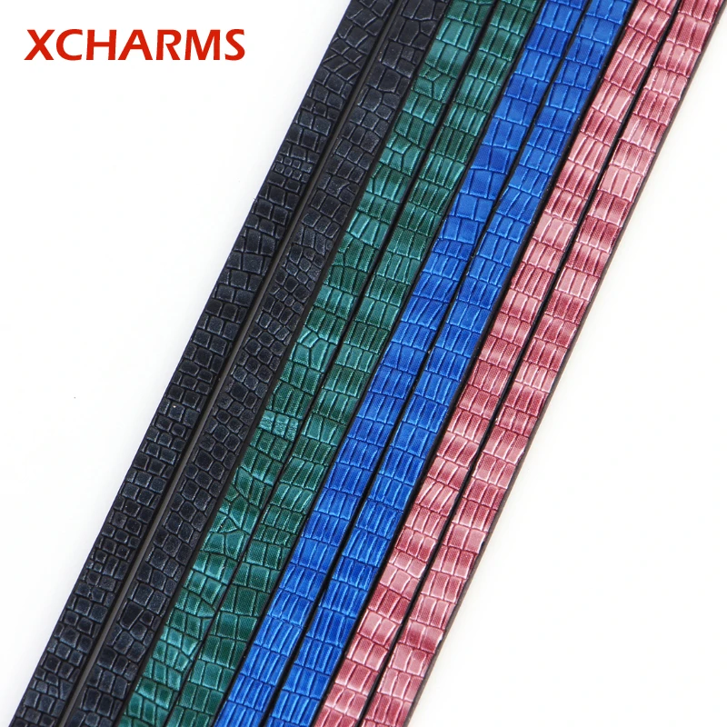XCHARMS 5 мм 4 цвета плоский ПУ кожаный шнур и Веревка Diy ювелирные изделия фурнитура