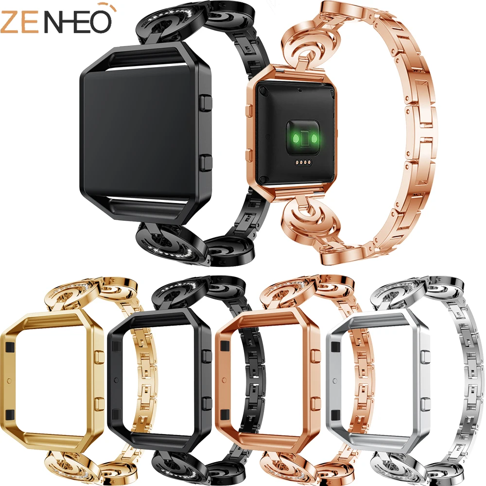 

Replace Metal fashion luxury Strap For Fitbit Blaze Stainless Steel For Fitbit Blaze Watch Ladies Wristband With Frame