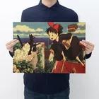 Аниме постер из крафт-бумаги, украшение для дома, рисование, рисунок, сердечник, наклейки на стену, подарок 50,5x35 см