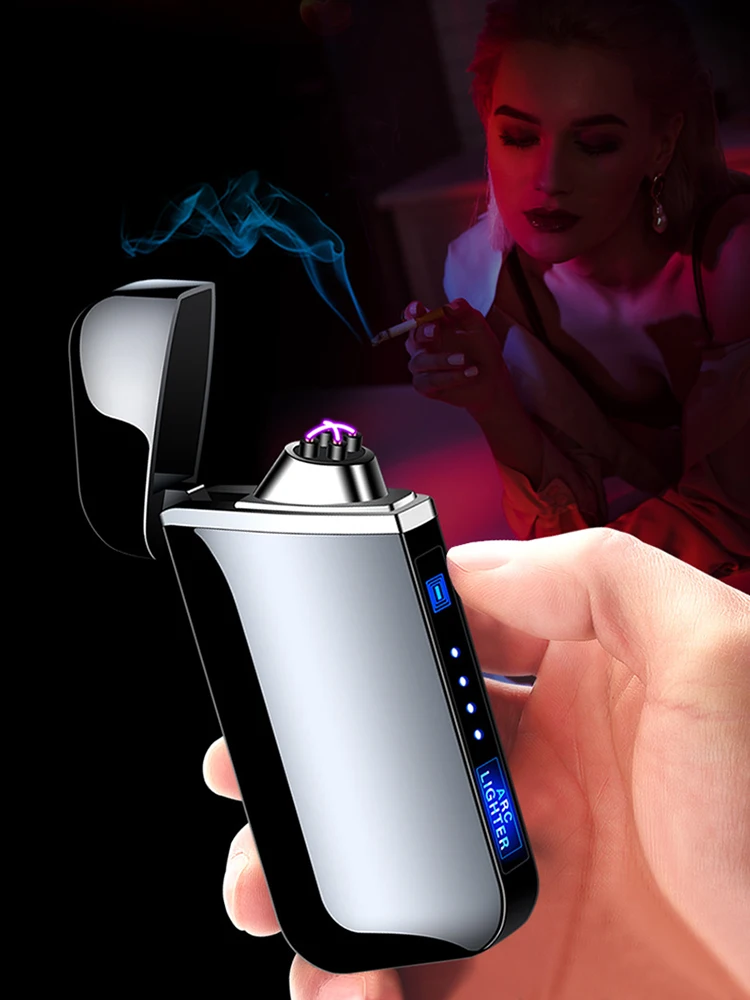 Зарядка через USB импульса Зажигалка двойной дуги сигары плазмы светодиодный