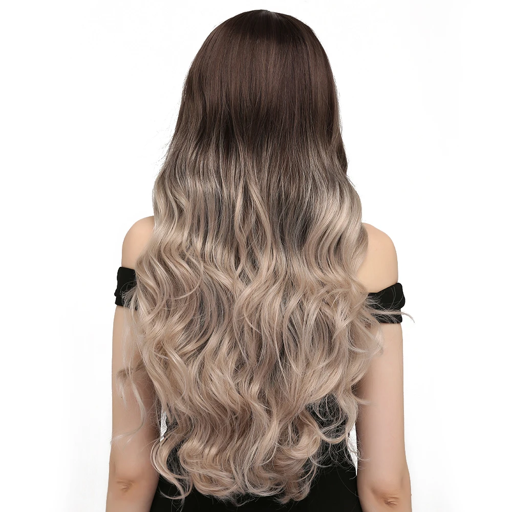 Синтетические серые парики Омбре для женщин длинные волнистые Искусственные