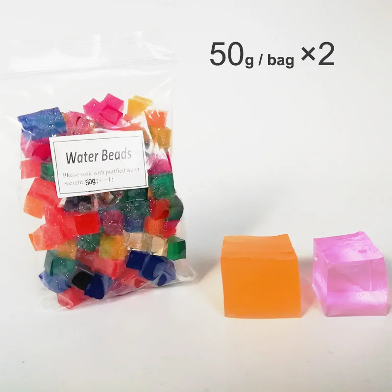 100 г 3d 5x5x5 квадратный Кристальный гидрогелевый водный Бисер гидрогель орбиз для