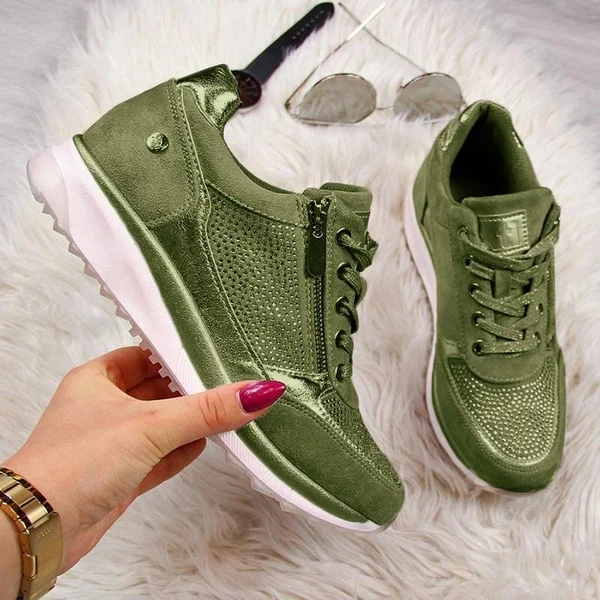 Women Shoes Gold Sneakers Zipper Platform Trainers Casual Lace-Up Tenis Feminino Zapatos De Mujer Womens | Обувь