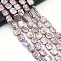 36cm purple rectangle pearl beads natural freshwater baroque pearls for necklace accessories jewelry making diy size 15x18mm
