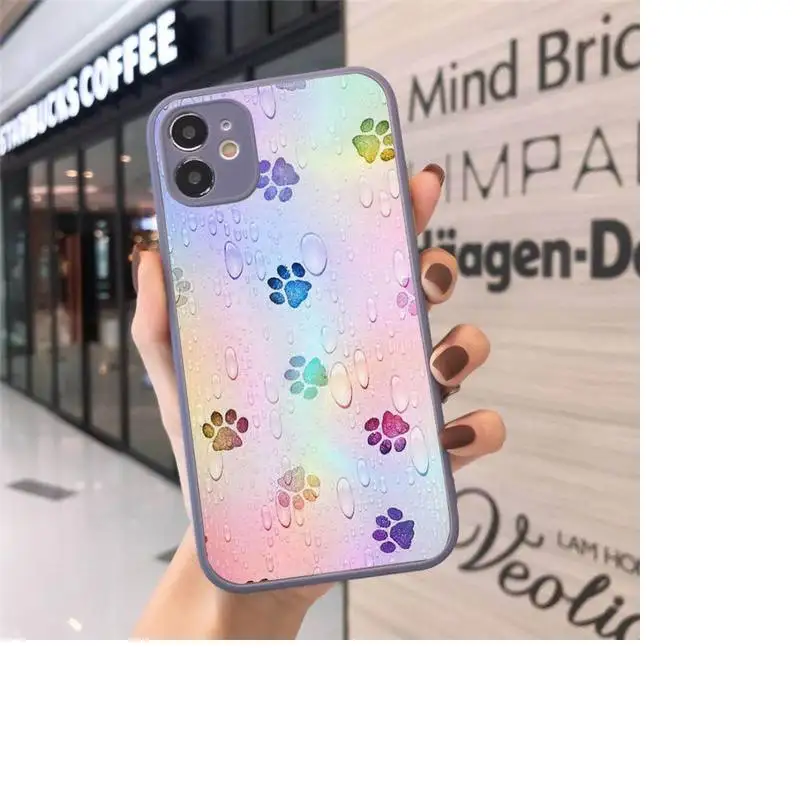 

Comic Dog Foot Paw Phone Case Matte Transparent for iPhone 7 8 11 12 s mini pro X XS XR MAX Plus cover funda shell shell