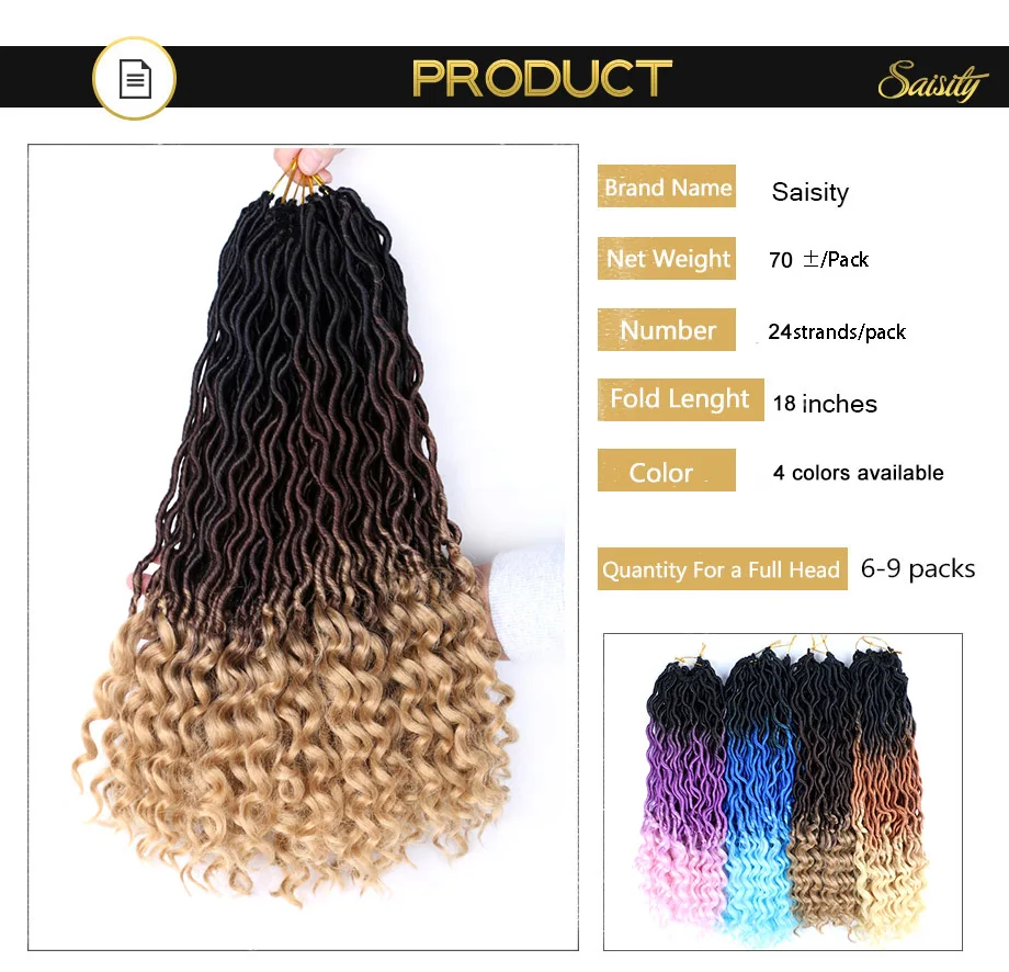 

Saisity Ombre Bohemian Synthetic Goddess Faux Locs Crochet Braiding Hair Extensions Crochet Braiding Hair