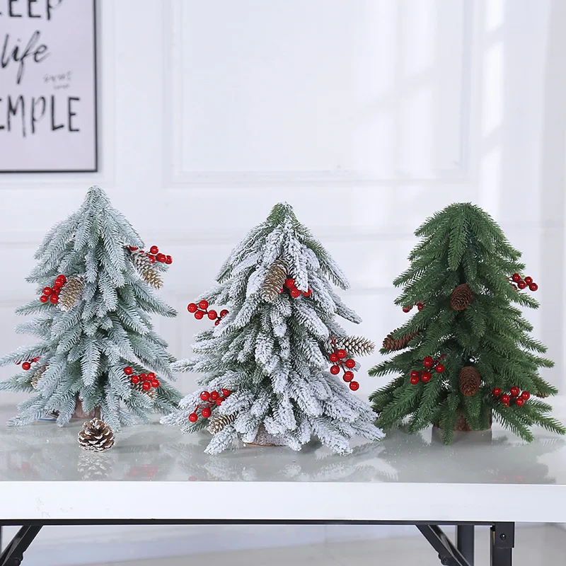 

40cm Christmas Tree Burlap Flocking Snow Scene Arrangement Christmas Decorations Desktop Decoration Home artificial trees