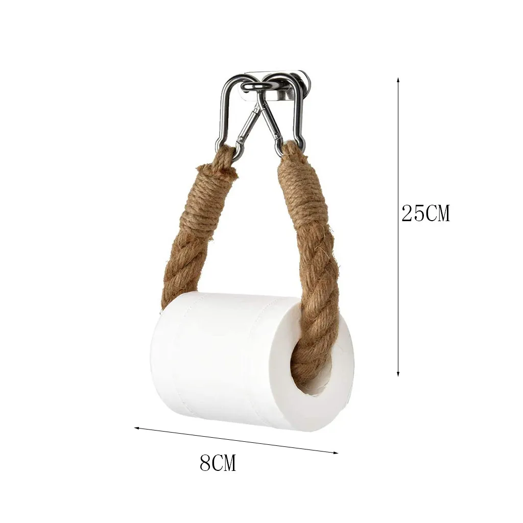 

Bathroom shelf toilet paper holder hemp rope creative roll holder puncher storage toilet paper