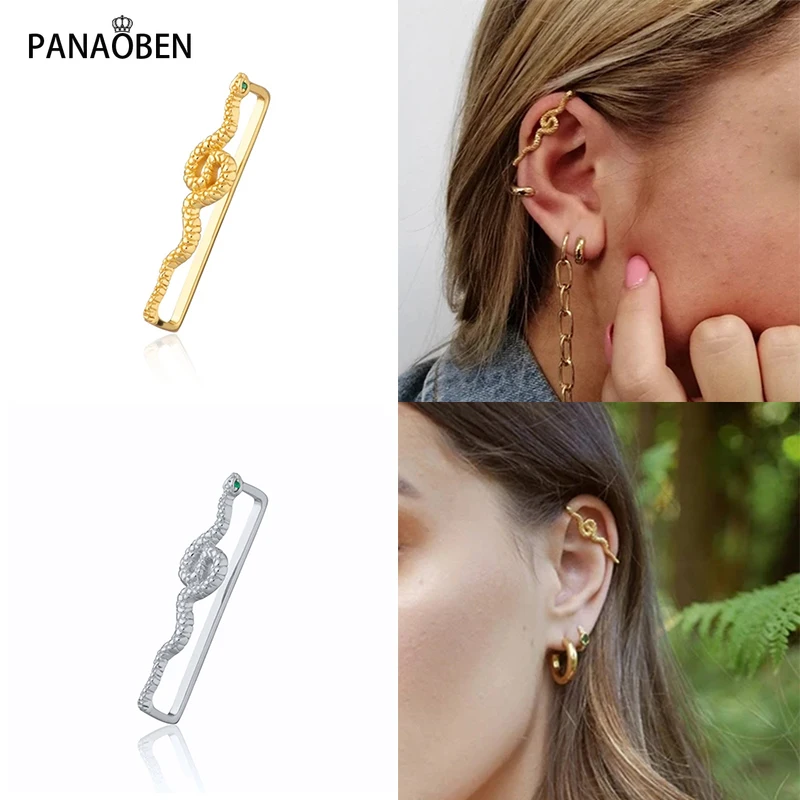 

Серьги-клипсы PANAOBEN женские из серебра 925 пробы, изящные украшения для хряща со змеиным цирконием, не пирсинг
