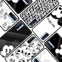 mickey black and white for oppo realme 7i 7 6 5 pro c3 xt a9 2020 a52 find x2lite luxury tempered glass phone case cover