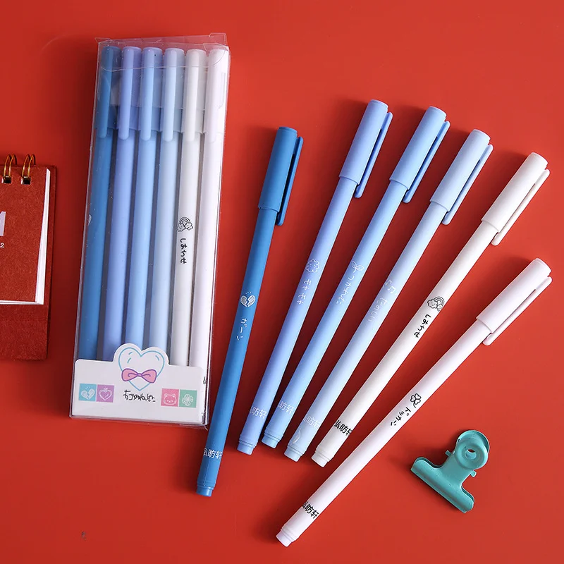 6pcs/set Creative Cute Morandi Simple And Fresh Gel Pen Kawaii Quick-drying Cap Diary Supplies School Office | Канцтовары для офиса