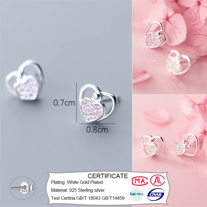Trusta 925 пробы серебряные ювелирные изделия модные милые миниатюрные 8 мм X 7 мм полые серьги-гвоздики в форме сердца подарок для девочек, детей, леди DS514