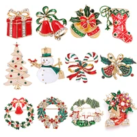 boosbiy 2021 new arrival xmas enamel snowman santa tree bells brooch pin christmas gifts accessories fine jewelry for women