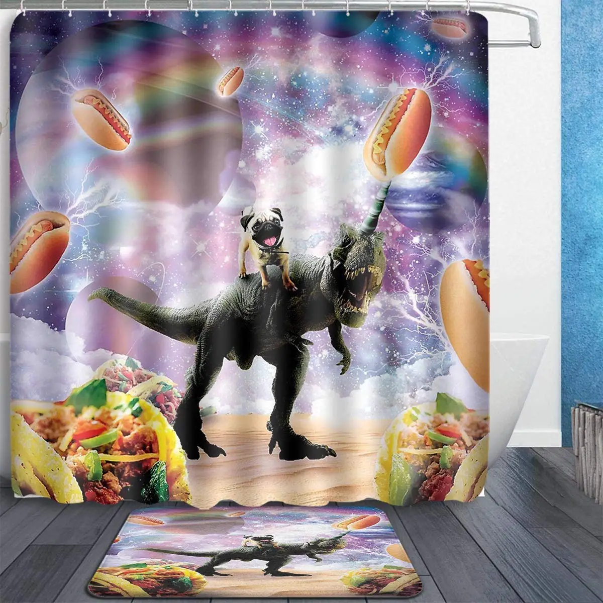 Космический Мопс для верховой езды динозавр единорог Тако набор ванной комнаты
