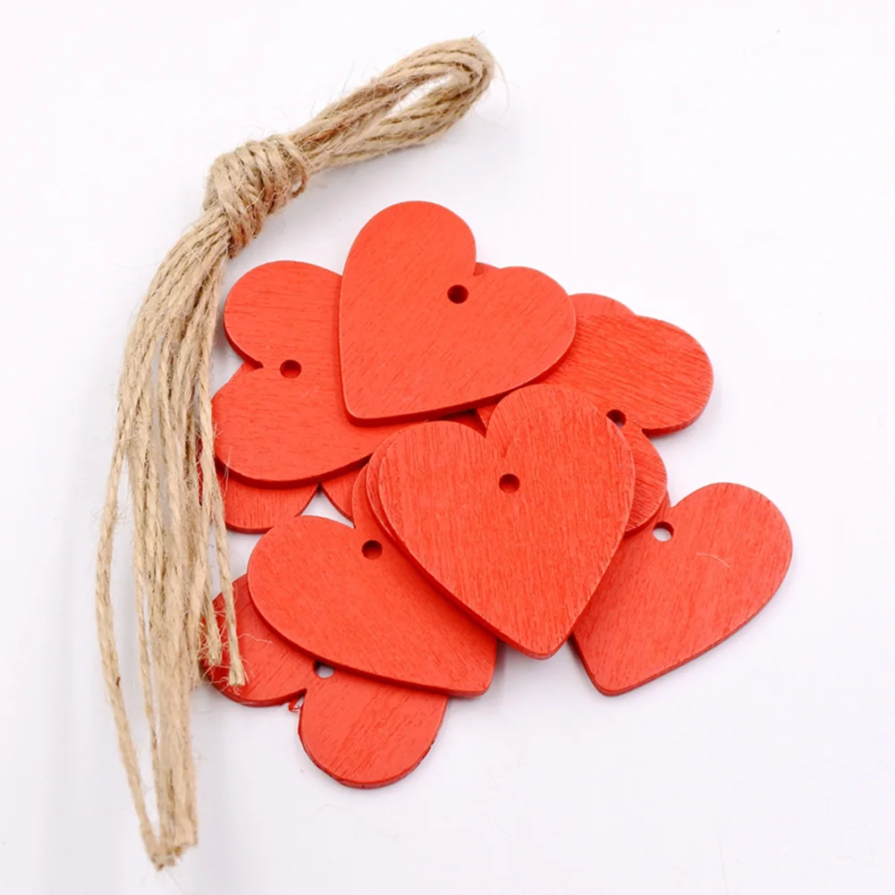 

30Pcs Lovely Heart Wooden Pendants Ornaments Wedding Birthday Party Decoration Wooden Pendants room decoration room decor Heart