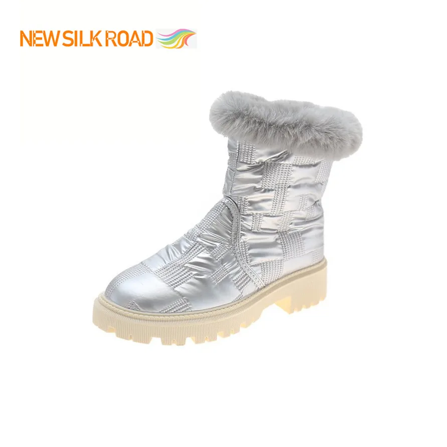 

Новое поступление 2021, модные водонепроницаемые ботинки для снега, Женские теплые меховые водонепроницаемые плюшевые Нескользящие ботинки ...