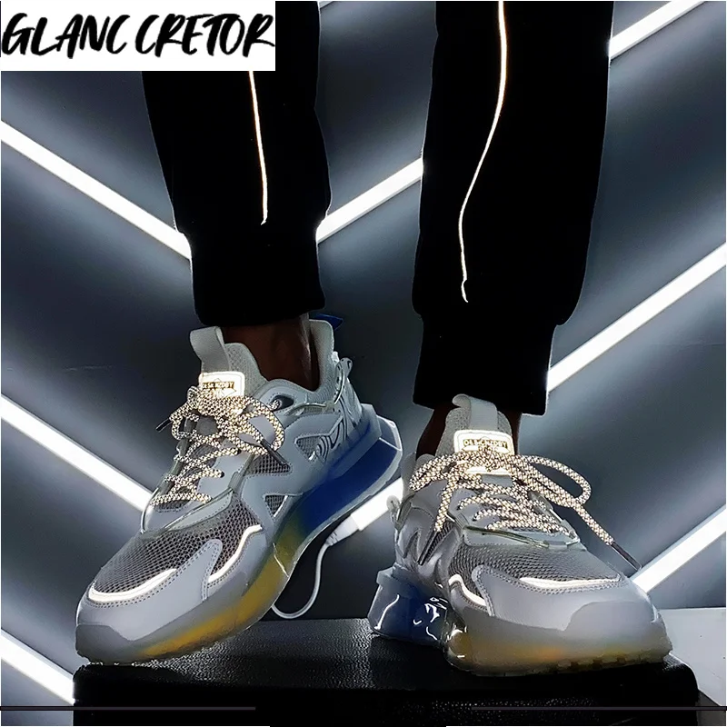 

No-slip Damping Jogging Shoes Outdoor Reflective Training Shoes Zapatillas New Men Running Shoes Breathable Mesh Sneakers Rubber