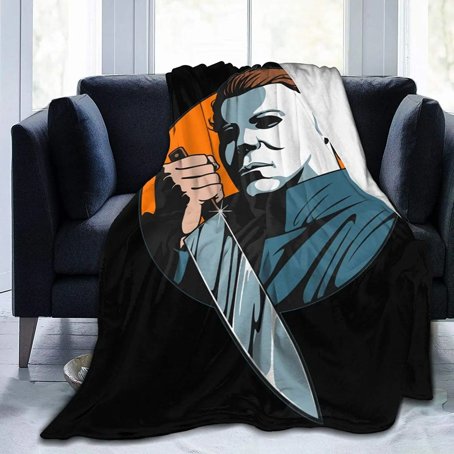 

Michael-Myers Horror Halloween Throw Blanket Microfiber Lightweight Warm Fluffy Cozy Blanket for Couch Sofa Bed for All Season