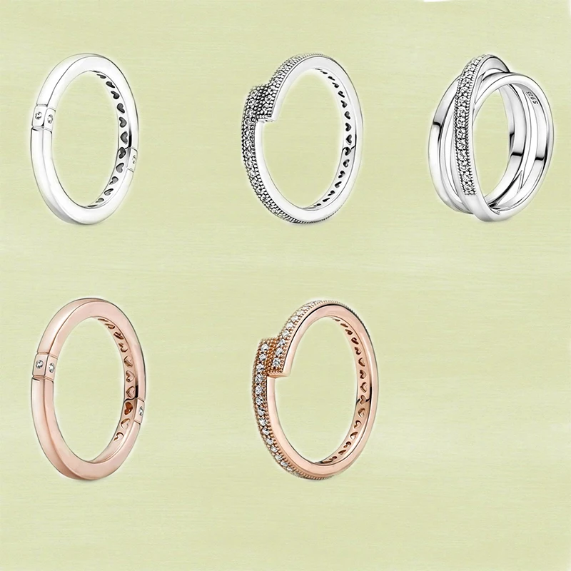 

Новинка осени 2021, кольцо из серебра пробы с блестящим перекрытием, с логотипом и в форме сердца, с паве из креста, модные оригинальные женски...