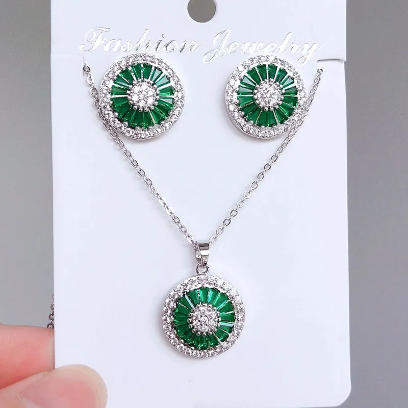 FEEHOW/Изысканный Фианит круглые простые красивые серьги кольцо с подвеской