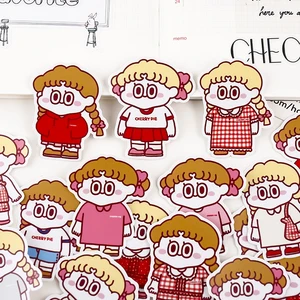 Наклейка на руку с вишневой девушкой, 20 шт., в Корейском стиле, для самостоятельной сборки альбома, для сотового телефона, водостойкая декоративная наклейка