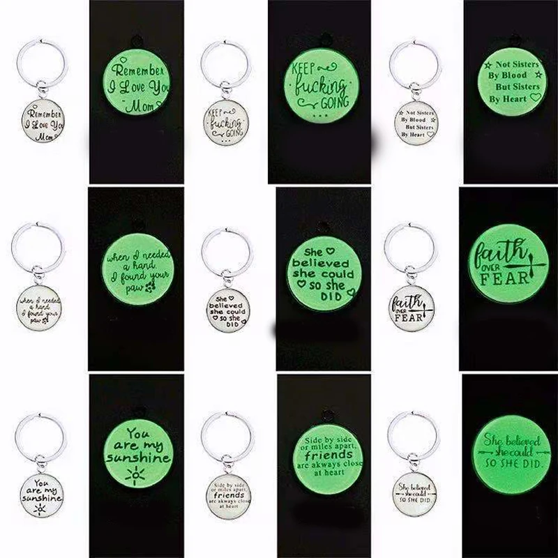 

Trendy Stainless Steel Metal Keychain Pendant Luminous Parents Valentine's Day Gift Christmas Keychain Pendant Jewelry Wholesale