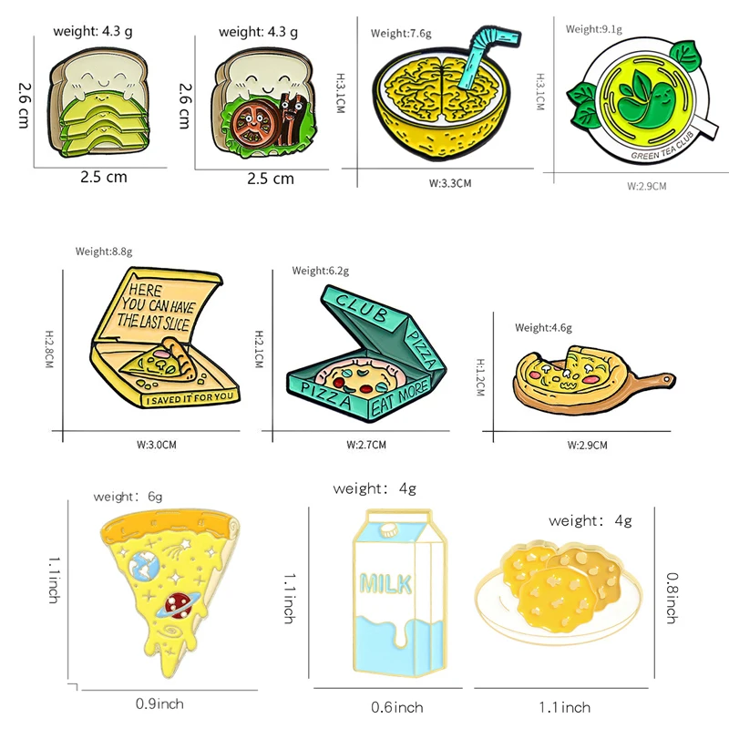 Креативная модная брошь Cartoo с изображением милой пиццы лимона еды масла капли