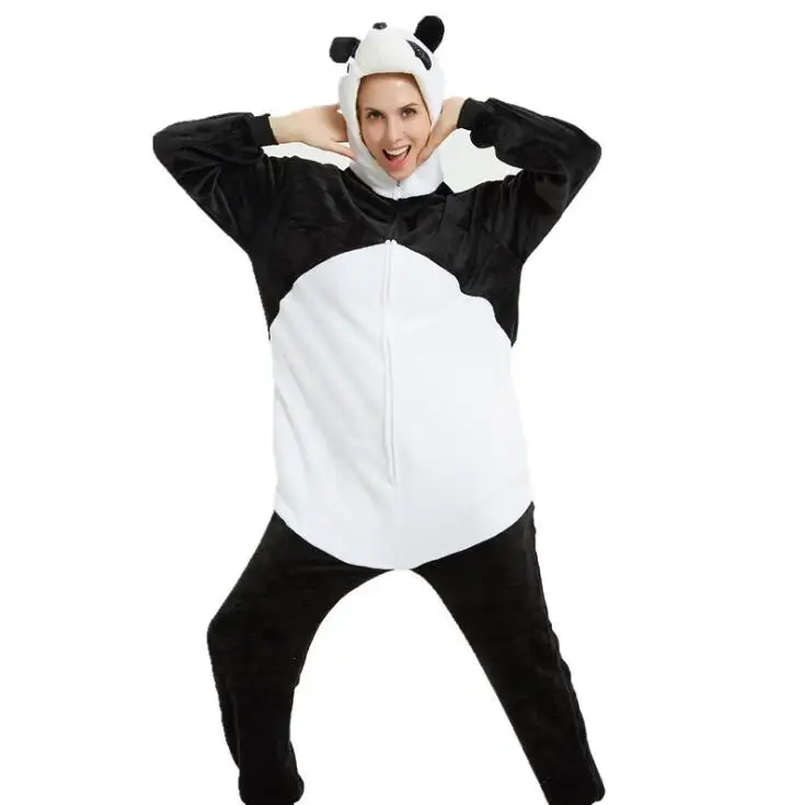 Фланелевая Новинка для взрослых Кигуруми 3D панда комбинезон на молнии с героями
