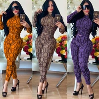2020 new leopard 3colors comfotable print full sleevelong pants summer women casual tight 2piece two fashion women set