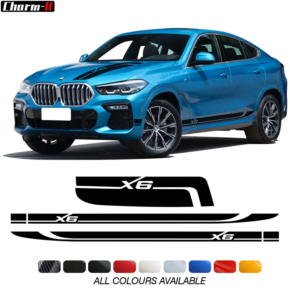 

Car Styling Hood Cover Bonnet Sticker Graphic Side Stripes Skirt Vinyl Decor Decals for BMW X6 2019-Present Accessories