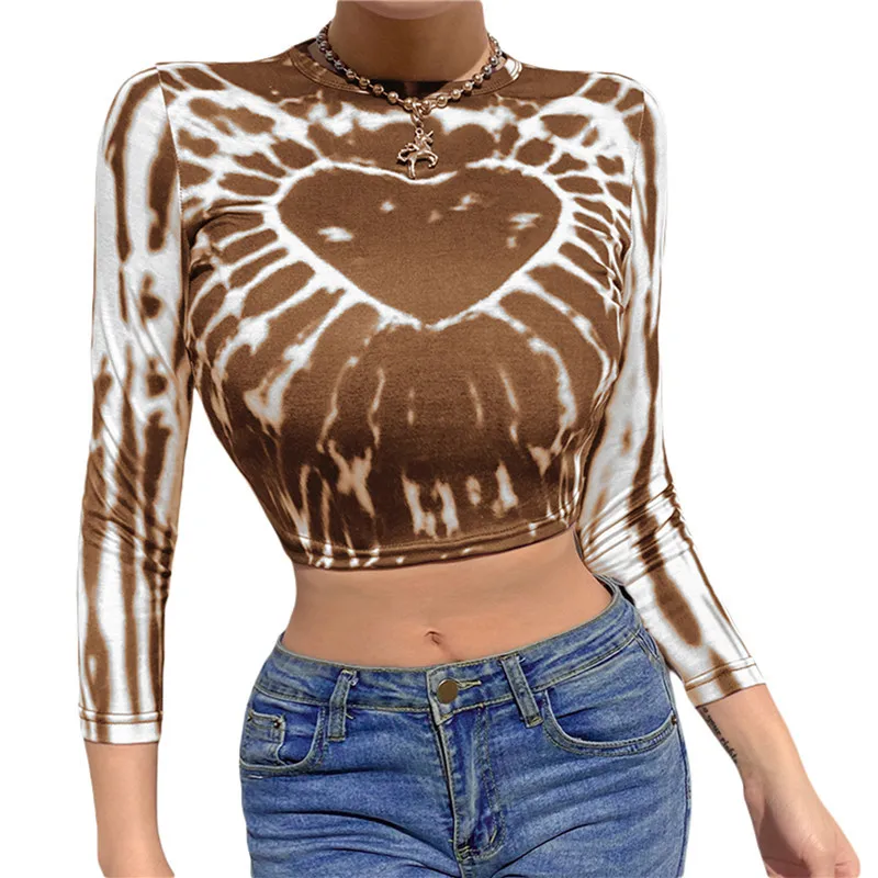 Женская Повседневная футболка с длинным рукавом модные топы круглым вырезом и