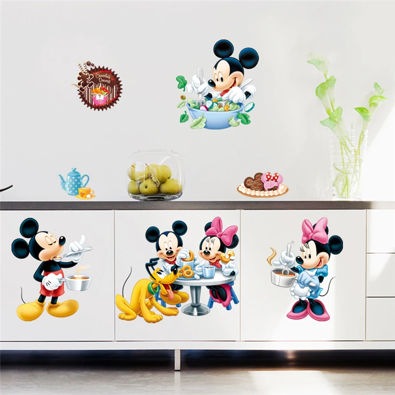 Disney Mickey Minnie Mouse Pluto Cooking Wall Stickers Home Decor Living Room Cartoon Decals Pvc Mural Art Diy Posters | Дом и сад