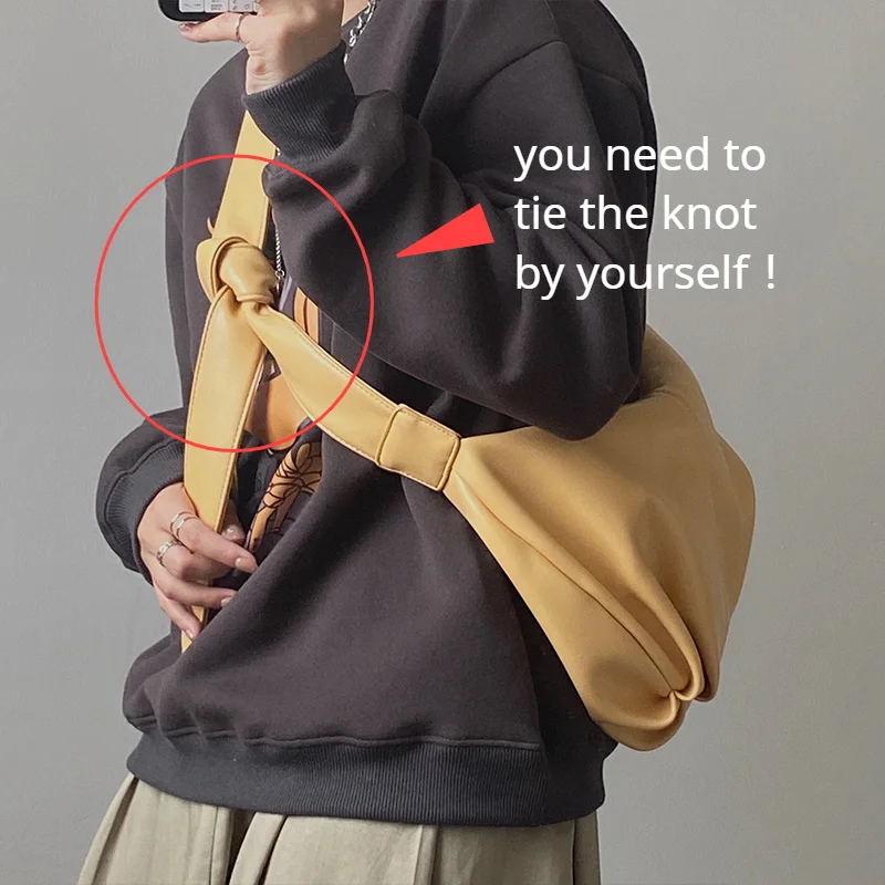 

Simple Design Ladies Knotted Shoulder Crossbody Bags Soft PU Leather Women Large Capacity Casual Tote for Travel Female Handbags