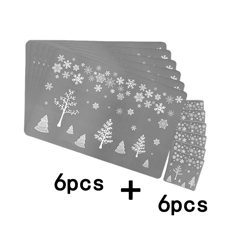 

Christmas Placemats Holiday Cup Mat Table Dinner Display Printed Coasters