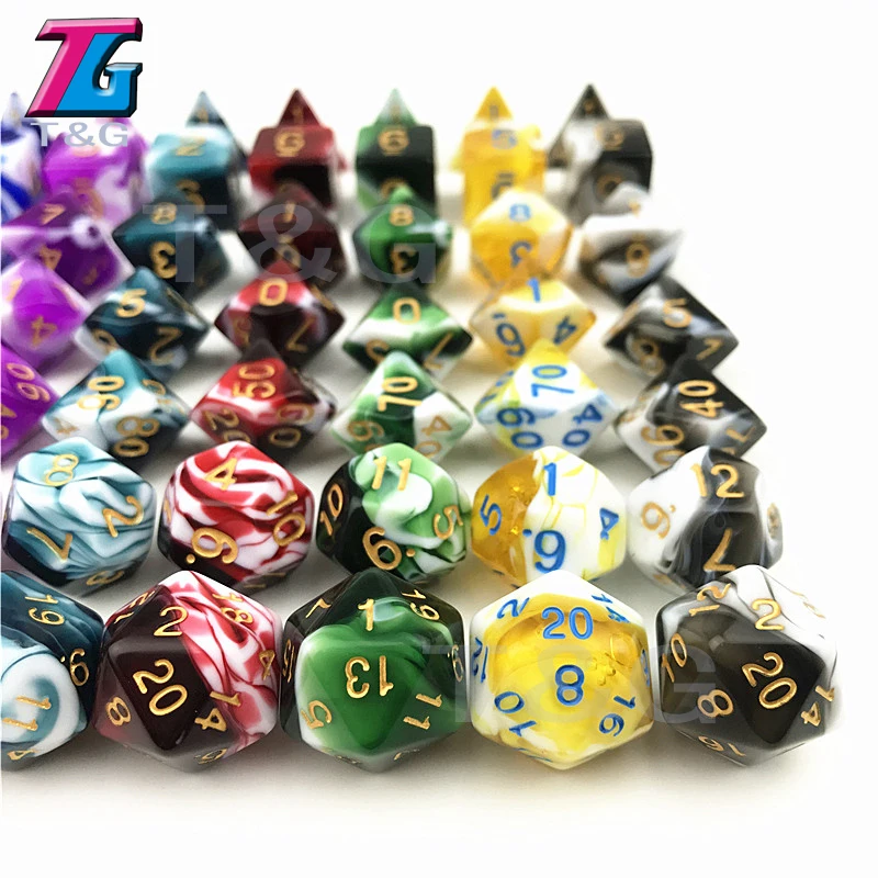 Децидер прозрачный и белый цвет игральные кости D4-D20 для ролевых игр партии игрушки 7 цветов