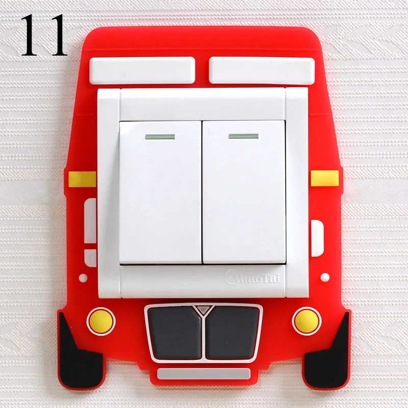 double-decker bus Милый мультяшный переключатель наклейки Светящиеся в темноте светящаяся наклейка для стены переключатель или гнездо мягкий силиконовый защитный чехол ВКЛ-ВЫКЛ Декор Наклейка - Цвет: double-decker bus
