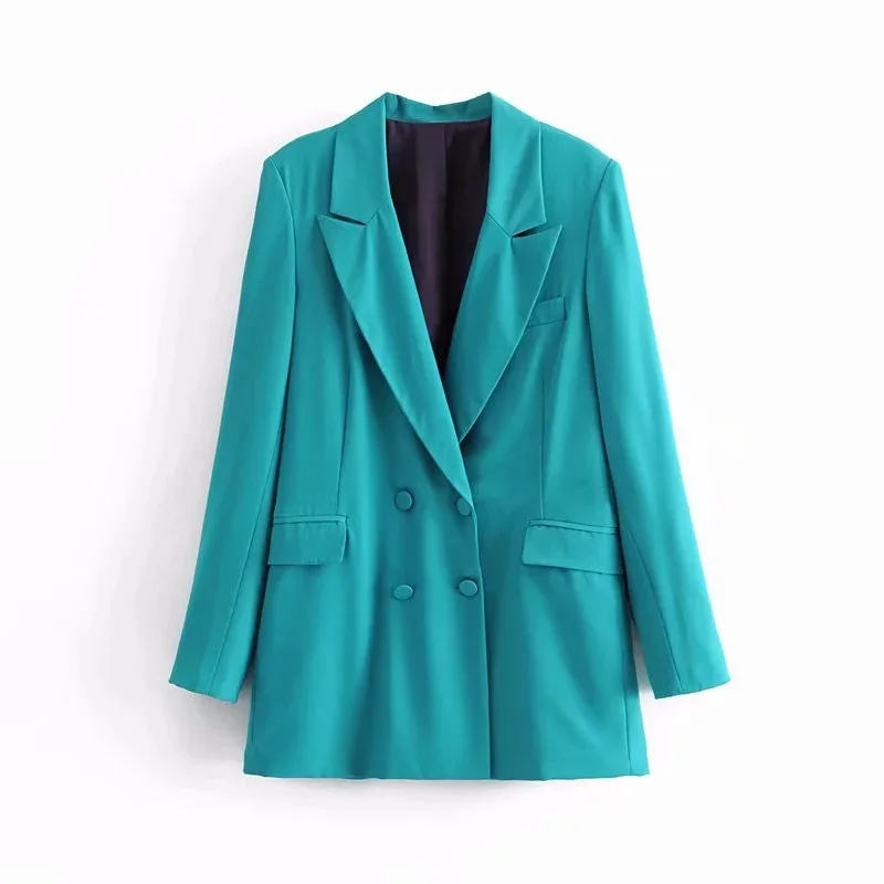 jacket Осенние элегантные комплекты трусов женские двубортные длинные офисные женские Блейзер, пиджак, пальто+ Высокая талия женские брюки комплект из двух предметов - Цвет: jacket