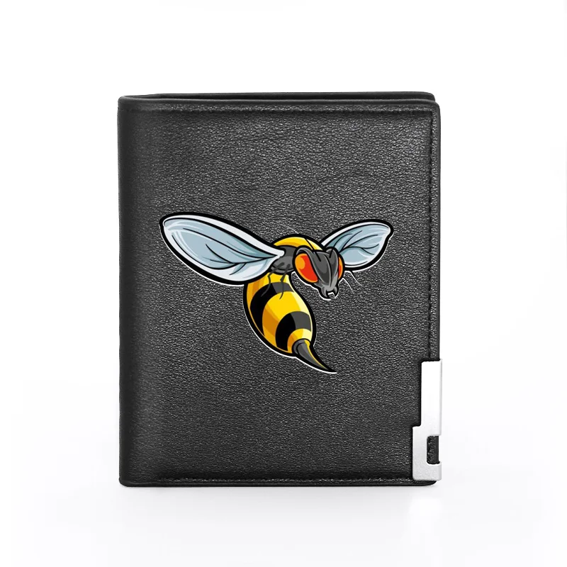 

High Quality Bee Design Men Women Leather Wallet Billfold Slim Credit Card/ID Holders Inserts Money Bag Male Pocket Short Purses