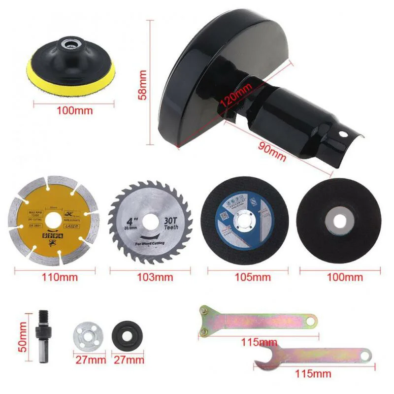 

17pcs/Set Electric Drill Shield Cutting Seat Alloy Slice Disc Sandpaper Tool Kit